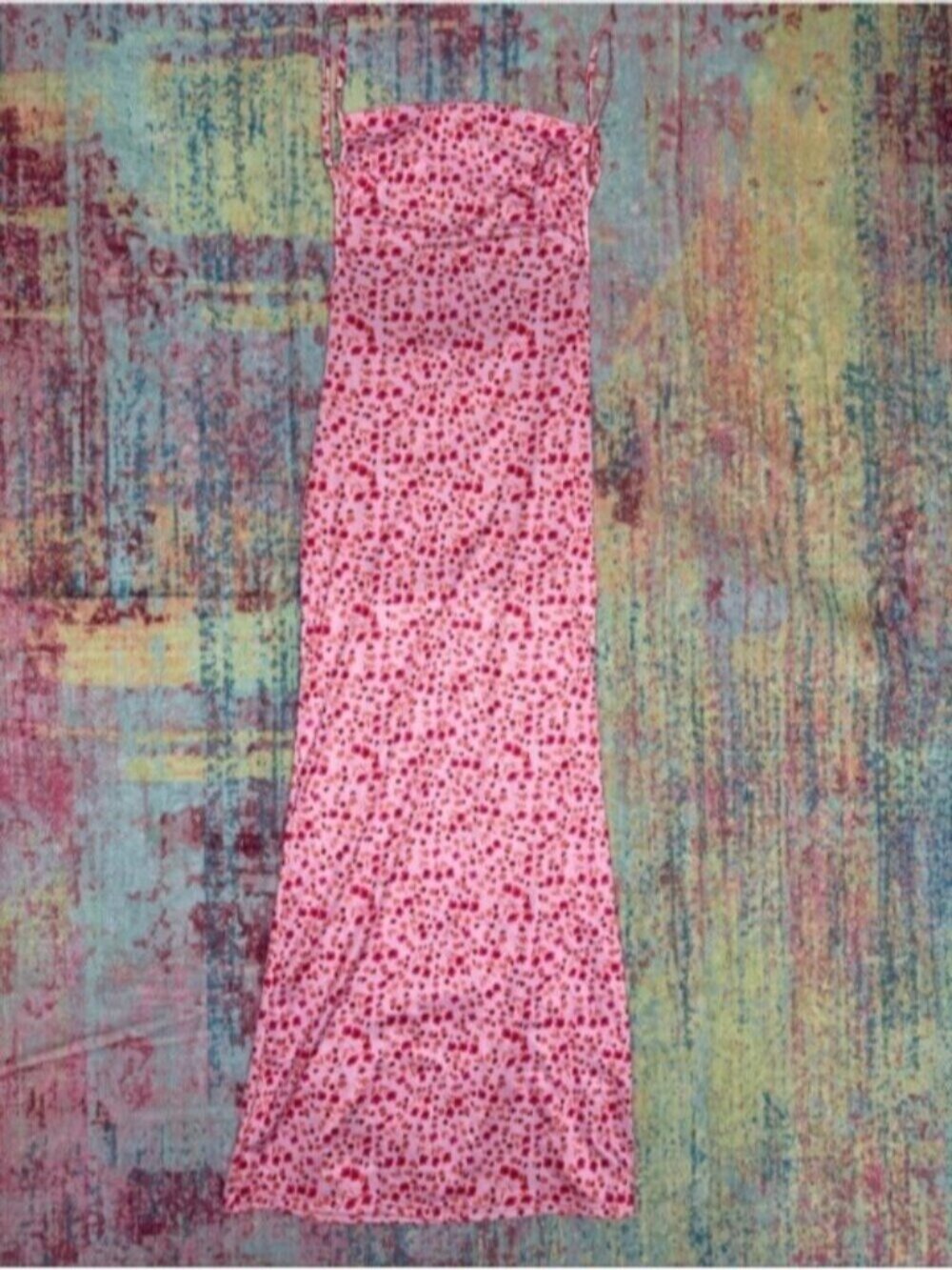 💙Pink Floral Maxi Slip Dress with Spaghetti Straps